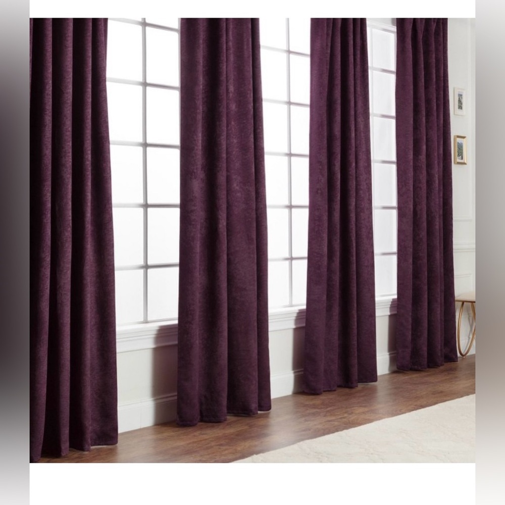 Dark purple velvet curtains - 4 panels Luxury Room Darkening